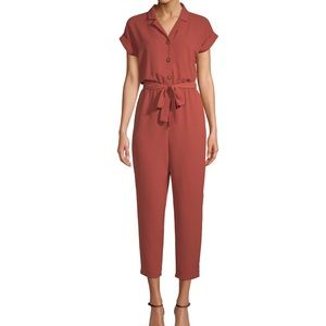 Button front tie waist jumpsuit NWT